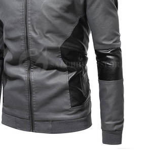 Vestes en cuir teintes unies grises pour hommes avec design personnalisé Vestes en cuir chauffantes d'hiver à la mode - Product Image 6