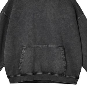 Sudadera con Capucha Oversize de Algodón Grueso con Lavado Ácido Estilo Vintage Color Carbón, Estampado Personalizado, Streetwear Unisex - Product Image 4