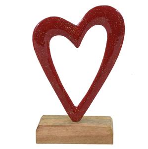 Décorations de Noël en aluminium de luxe en forme de cœur rouge, taille moyenne, pour table et décoration intérieure avec base IHA - Product Image 1