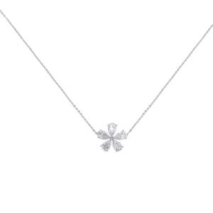 Elegante Collar con Colgante de Flor en Forma de Pera de 2.66 Ct para Mujer en Oro Blanco de 14K con Diamantes - Product Image 2