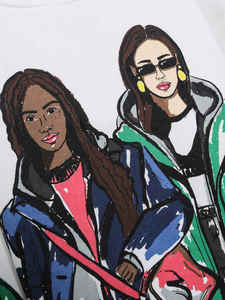 Otoño Invierno 100% Sudadera de algodón para niñas Diseñador Bordado Chica Patrón Top con logotipo personalizado Camisa de fondo blanco - Product Image 3