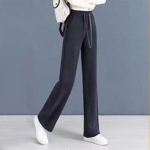 Pantalones de moda elegantes para primavera y otoño, pantalones de pierna recta informales holgados que combinan con todo, pantalones de pierna ancha sólidos de cintura alta - Product Image 2