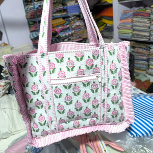 Sac à main élégant matelassé de couleur unie pour sac fourre-tout à bandoulière en coton avec fermeture à glissière pour les voyages d'été - Product Image 1