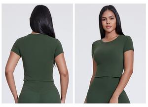 2024 nouveautés haute qualité tendance vêtements de sport pour femmes Nylon Style décontracté survêtement avec t-shirt Legging collants Logo taille - Product Image 2