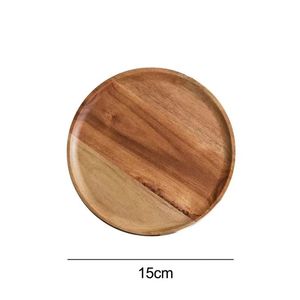 Juego de 4 platos de cena de color oscuro, platos de madera de acacia, bandeja redonda, plato de servicio de fácil limpieza para comida, postre, plato de ensalada - Product Image 5