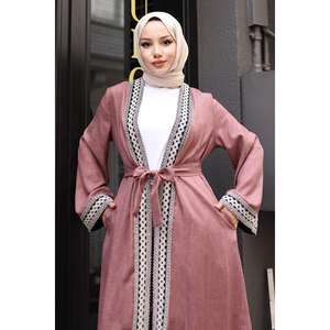 Ensemble Kimono Ethnique Décontracté 87810 100% Coton 2 Pièces Haut Long et Kimono Longueur Midi Tailles XS et XXS Disponibles Motif Rose - Product Image 2