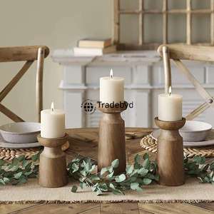 Portavelas de Madera Maciza de Primera Calidad Hecho a Mano, Decoración Duradera para el Hogar para un Uso Prolongado Tradebyd - Product Image 1