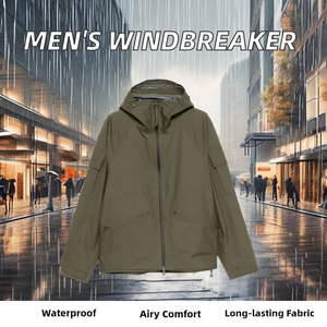 Chaqueta Cortavientos para Hombre, con Capucha, Logotipo Personalizado, 100% Lona de Algodón, Impermeable, Estilo Vintage, para Correr - Product Image 4