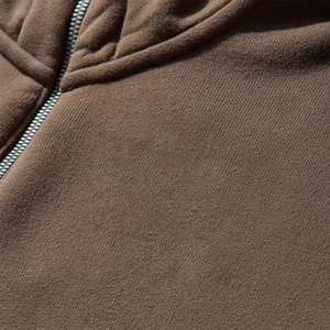 2025 New Style Men's Hoodie Brown Solid Zipper up Streetwear <b>Cloak</b> with Hip Hop Swag 100% Cotton Loose Fit for Spring - Product Image 3