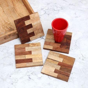 Posavasos Cuadrados de Madera Ecológicos de Diseño Único, los Más Vendidos, Madera Natural, Precio Competitivo por Saniya Handicraft - Product Image 6
