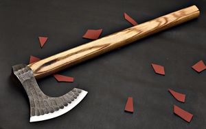 Vente en gros personnalisé OEM ODM Coutellerie Hache professionnelle forgée Damas Hache à lame tranchante en acier au carbone Hache unique faite à la main - Product Image 5