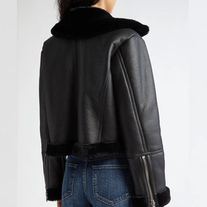 Chaqueta de Cuero para Mujer, Prenda Superior Informal, Hecha a Medida, Corta, de Venta Caliente, para Invierno, Transpirable - Product Image 4