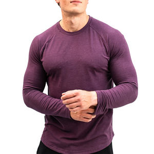 Camisetas de manga larga de algodón con cuello redondo para hombre OEM ODM camisetas casuales lisas personalizadas para ropa de verano estilo Formal 100% algodón - Product Image 4