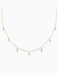 Collar con Diamantes Colgantes en Forma de Hoja, 0.48 Ct, Diamante Natural Color G-H, Claridad VS, Oro Sólido de 14K, Pieza de Joyería Natural Hecha a Mano - Product Image 1