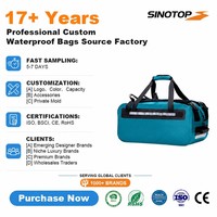 Sac de voyage imperméable en PVC de 50 L avec logo de marque personnalisé, pour le sport, la gym, l'aventure, la randonnée, le camping, la moto