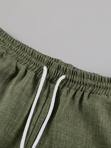 2026 Wholesale Style Men's Summer Streetwear Two-Piece <b>Set</b> Striped Pattern Shirt Shorts Matched Outfit Customized Colors <b>Set</b> Man - Product Image 5