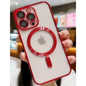 เคสใส iPhone 15 Pro Max 6.7 นิ้ว พร้อมวงแหวนแม่เหล็ก สีแดง (บรรจุภัณฑ์ขายปลีก) - Product Image 1