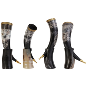 <b>Beautiful</b> Gifted Brass & Natural Color Buffalo Horn Decorative Beer <b>Mug</b> Viking Drinking Horn Glass - Product Image 5