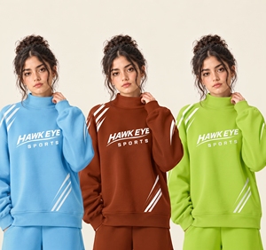 Sudadera de algodón sólido con hombros caídos y cuello simulado, corte holgado extragrande, talla grande, forro polar, bordado personalizado, para mujer, invierno - Product Image 1