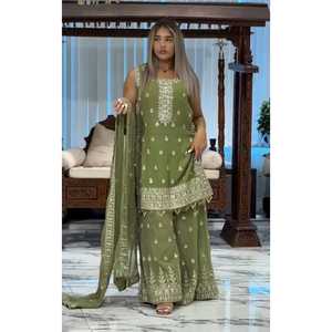 Ensemble Salwar Kameez Moderne en Faux Georgette Lourd avec Caractéristique Réversible, Imprimé Numérique Gaufré pour Fêtes et Mariages - Zain Exports - Product Image 1