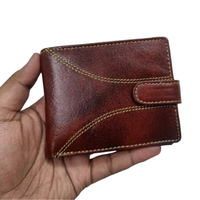Portefeuille homme en cuir véritable à double pli avec fermoir, blocage RFID, en cuir pleine fleur, fin et long, porte-cartes sécurisé grande capacité