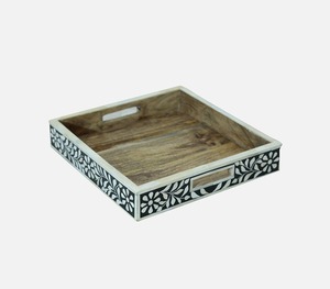 Artisanat Rectangulaire Forme Os Incrustation Plateau Maison Plateau Décoratif pour Table Basse Motif Unique Essayez Os Artisanat - Product Image 2