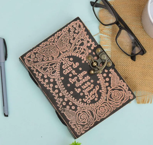 Butterfly Embossed Genuine <b>Leather</b> Hardcover Journal Handmade Hand Stitched Deckle Edge Paper Vintage Grimoire <b>Diary</b> Writing - Product Image 3