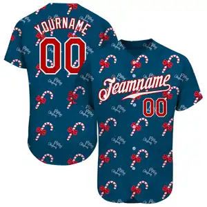 Affordable Price Custom Branded Style Teal Red-White Christmas 3D Authentic Baseball Jersey