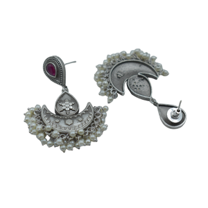 latest fashion 2021 Trending handmade <b>silver</b> look alike brass hoop <b>stud</b> <b>silver</b> matte earing for girls and women - Product Image 4