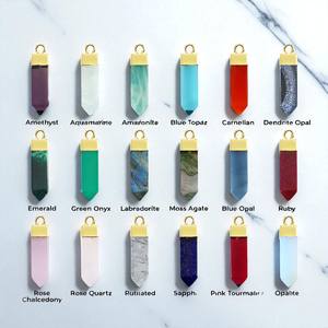 Pendentif crayon en quartz rose plaqué or pour la fabrication de bijoux, boucles d'oreilles et colliers - Product Image 2