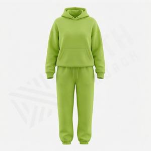 Ensemble de survêtement pour femme à capuche d'hiver, 100% coton, personnalisable, ensemble de sport décontracté avec design 2 en 1, survêtement respirant - Product Image 1