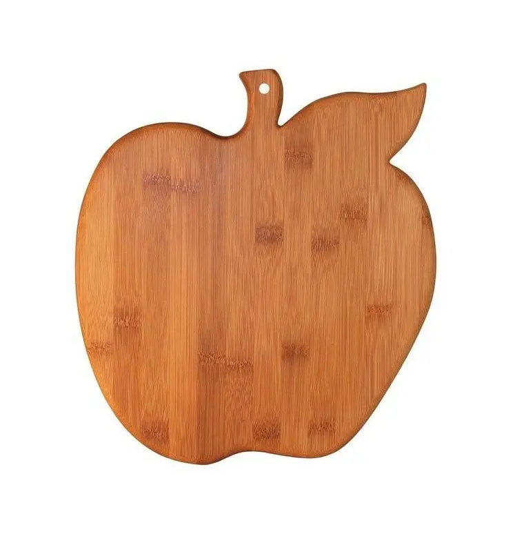कस्टम लकड़ी के सेब आकार लकड़ी काटने वाले बोर्ड निर्माता किचनवेयर लकड़ी काटने ब्लॉक थोक निर्यातक