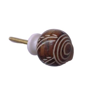 LAMETIERARTZ-Pomo de cajón de hueso grabado redondo y perilla de armario, herrajes de latón autoadhesivos, mango de cajón de resina indio hecho a mano - Product Image 1