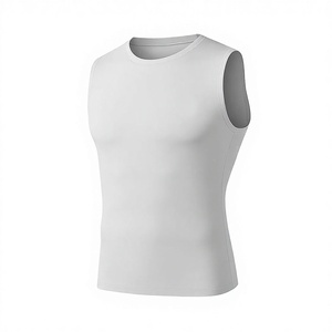 Camiseta Deportiva Sin Mangas Color Gris Plateado, Compresión de Alto Rendimiento, Spandex/Nailon, Soporte Muscular, Control de Humedad, Transpirable, Secado Rápido - Product Image 1