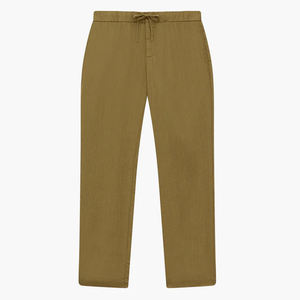 Pantalon en coton décontracté personnalisé pour hommes Pantalon en coton et lin à taille élastique léger de couleurs unies mince pour hommes - Product Image 5