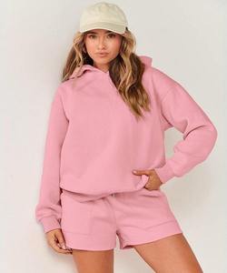 Ladies Oversized Pullover Hoodie <b>Short</b> Set <b>Women's</b> Hip Hop <b>Sweat</b> Suit Vintage Solid Knitting Puff Printing <b>Women's</b> Sets - Product Image 1