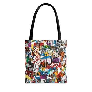 Borsa Tote Grande Capacità in Pelle PU e Tela di Cotone con Fodera in PVC, Stile Graffiti Love, Versatile per Estate Autunno Inverno - Product Image 1