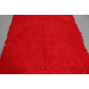 5.2x7 ft Vintage Area Rug, <b>Red</b> Gray Turkish Floral <b>Wool</b> Rug - Product Image 5