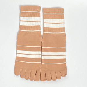 Personalizado ODM Toe calcetines rayas Crew calcetines Anti Blister transpirable algodón suave cinco dedos calcetines Color Pastel fábrica al por mayor - Product Image 6