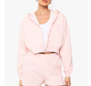 Sudadera con Capucha Corta de Algodón 350GSM OEM para Mujer, Estilo Holgado, Sin Cordones, Moda Urbana, para Ciclismo y Running - Product Image 3