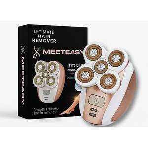 Depiladora Eléctrica Recargable para Piernas de Mujer, Depiladora Rotatoria Indolora para Recortar el Vello del Bikini, Dorada, USB, Lavable, con Cabezales de Repuesto - Product Image 3