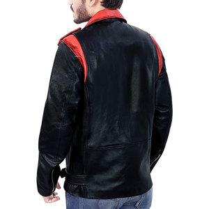 Chaqueta de cuero para hombre, cazadora de motociclista Vintage de invierno, de cuero genuino, personalizada, ajustada - Product Image 3