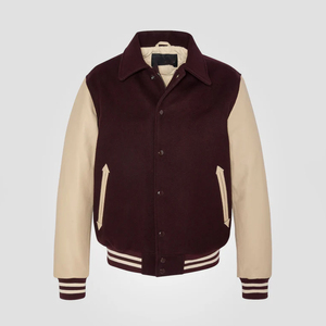 Chaqueta de forro polar reversible de algodón/poliéster con cuello redondo de color sólido para hombre de diseño personalizado estilo de calle alta - Product Image 6