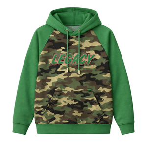 Sweat à capuche à manches raglan Camo 08 Legacy, vêtements de sororité grecque, vêtements de sororité universitaire pour femmes, rose et vert, élégant, décontracté, vêtements grecs - Product Image 3