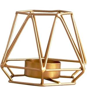 Geometric Design Metal Tealight Holder Golden Finish New Arrival for Festive Home Decorations for Christmas Valentine's Day - Product Image 2