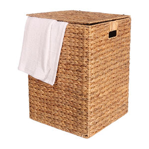 Handmade Eco-Friendly Natural Cotton <b>Water</b> <b>Hyacinth</b> Laundry <b>Basket</b> Lid Customized Size Multifunction for Home Clothing Storage - Product Image 5