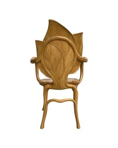 Handmade Asian <b>Antique</b> Leaf Design <b>Wooden</b> <b>Chair</b> Memory Foam Synthetic Leather Liner Lixora Furniture Delhi India 5-Year Warranty - Product Image 2