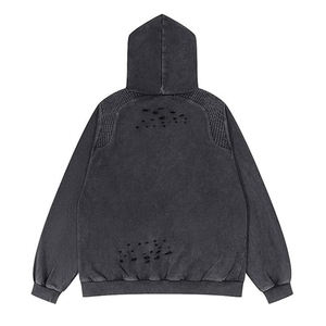 Premium Vintage Surdimensionné Pull À Capuche En Détresse Broderie Conception Coton Lourd Streetwear Sweat Personnalisé OEM Hommes - Product Image 2