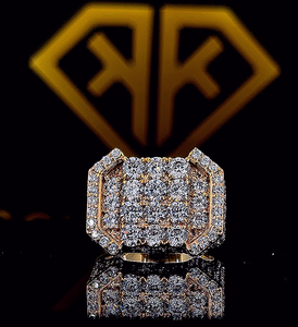 Women's Hip Hop Moissanite Diamond Oval Cut Heart Shape <b>Statement</b> <b>Ring</b> Iced Anniversary Gift for Her White Gold <b>Silver</b> Plated - Product Image 1