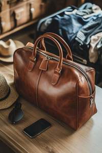 Sac de voyage en cuir véritable fait main, sac de voyage personnalisé en cuir véritable pour hommes et femmes, fermeture éclair pour les voyages, les séjours d'une nuit, le sport, la salle de sport - Product Image 6